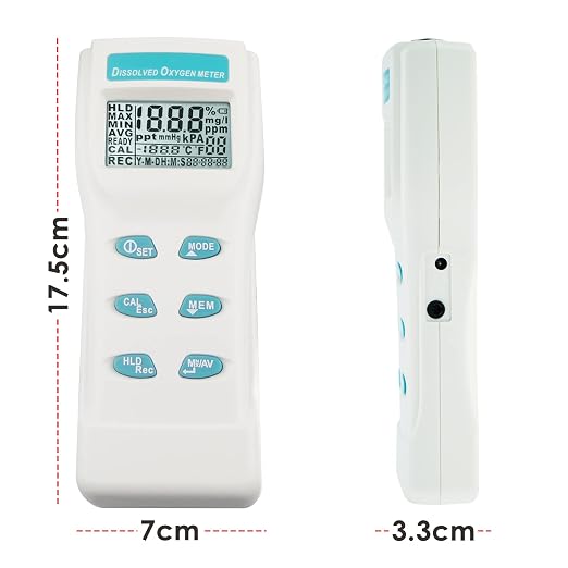 Dissolved Oxygen Meter Data Logger DO Meter with Electrode Portable Digital DO & Temperature Tester with 99 Groups Recording, Dissolved Oxygen Meter Analyzer for Aquarium/Hydroponics/Ponds/Water/Home