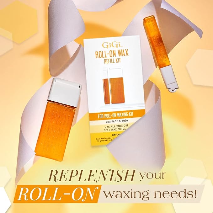 GiGi Roll On Wax Kit Refills – All-Purpose Soft Wax Roller Kit for Face & Body Hair Removal, 0.8 oz, 3 Pack
