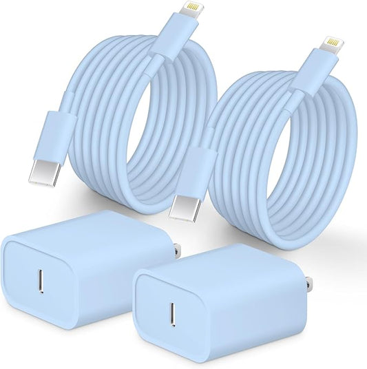 Phone 14 13 12 Fast Charger [MFi Certified] 10FT Type C Charger 2 Pack 20W USB C Charger Block with Fast Charging Cable for Phone 14/14 Pro/13/13Pro Max/12/12 Pro Max/11/XS/XR/X/8Plus(Blue)