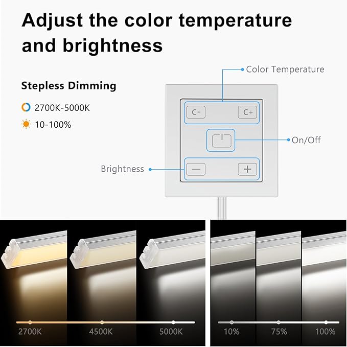 VST Under Cabinet Lighting 6 Pack, Smart LED Light Bars 2700K-6500K Dimmable, App & Voice Control for Google Home & Alexa, Remote & Hand Wave, Seamless Linkable 12V Plug-in for Kitchen, Closet, Shelf