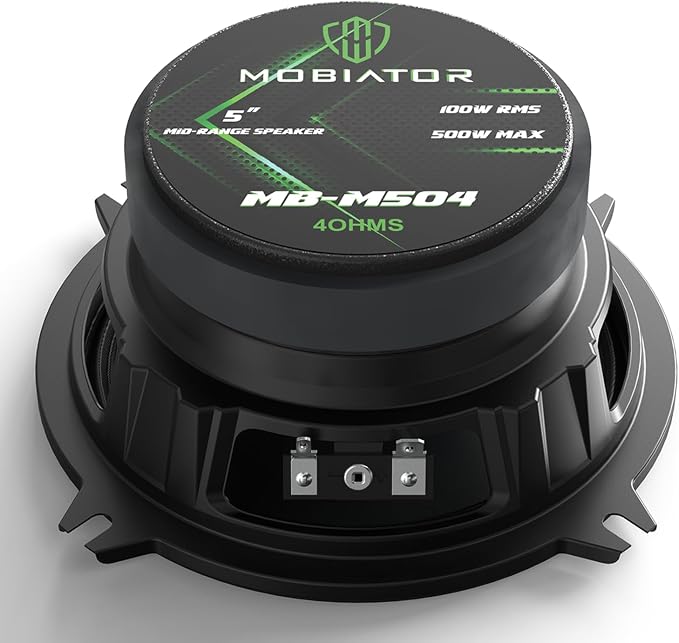 Midrange Loudspeakers MB-M504 5'' 500W Max, 4 Ohms High Efficiency Car Audio Door Speakers for Car or Truck Stereo Sound System-Black (2 Speakers) (MB-M504)