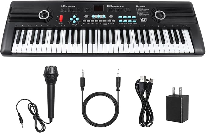 61 keys keyboard piano, Electronic Digital Piano with Built-In Speaker Microphone, Portable Keyboard Gift Teaching for Beginners, electric piano for youth