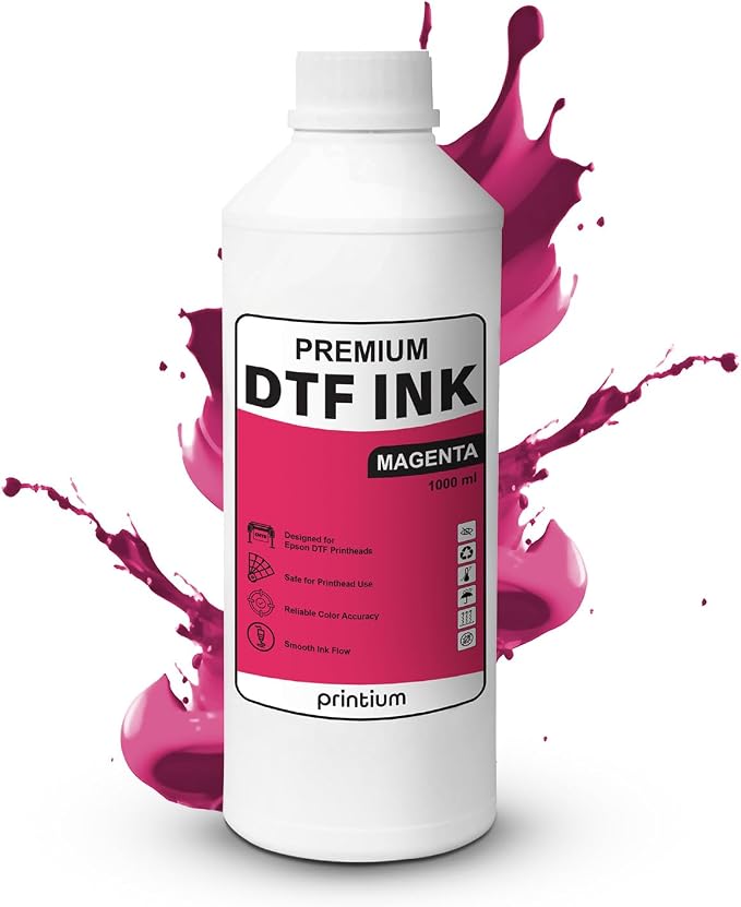 DTF Ink Magenta 33.8 fl oz (1000ml) | High Opacity Clog-Free Formula | Compatible with ET8550 L1800 XP600 I3200 4720 XP15000 & All Printheads | Reliable Color Accuracy & Smooth Flow