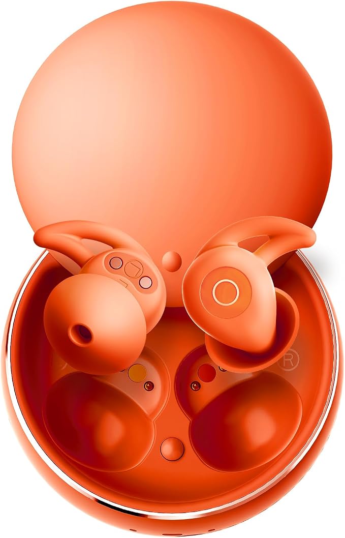 Sleepals micro Sleep Earbuds for Side Sleepers | Sleep Headphones with Soft and Snug Fit | Moderate Noise Reduction (not ANC) | Small and Light, 4H Single Play, 28H with Charging Case (Orange)