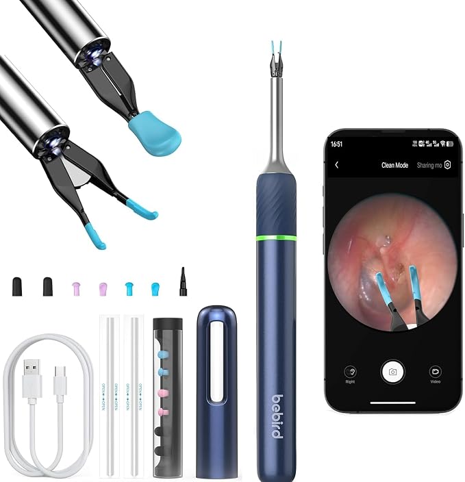 Note5 Ear Wax Removal Kit with Camera,10MP Ear Cleaner Camera Otoscope with Light,Real-time Remote Video with Ear Pick & Tweezers,12 Pcs Ear Scoops for Whole Family