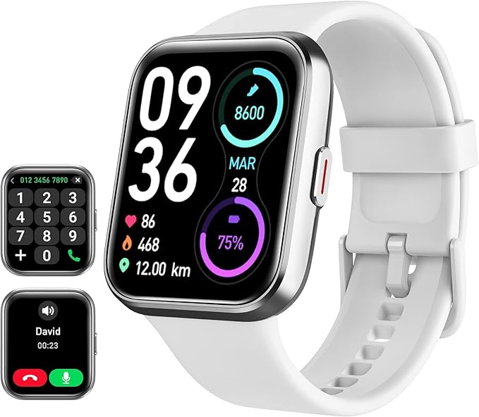 Smart Watch for Women Android & iPhone, Alexa Built-in, 1.8" Touch Screen Fitness Tracker with Answer/Make Calls, IP68 Waterproof Heart Rate/Sleep/SpO2 Monitor, Pedometer, 100+ Sport Modes, White