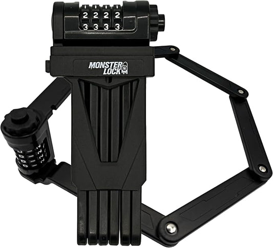 Monster Folding Bike Lock – Heavy-Duty Anti-Theft Hardened Steel, Rust-Proof, Foldable Compact High-Security Lock for Bicycle, Scooter & Motorcycle