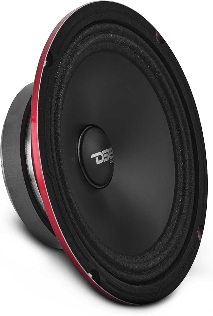 DS18 PRO-SM8.2 8" Slim Loudspeaker – 8”, Midrange, Red Steel Basket, 500W Max Power, 250W RMS, 2 Ohms - Premium Quality Audio Speakers – IP66 Water Resistance, Perfect for Motorcycle Applications