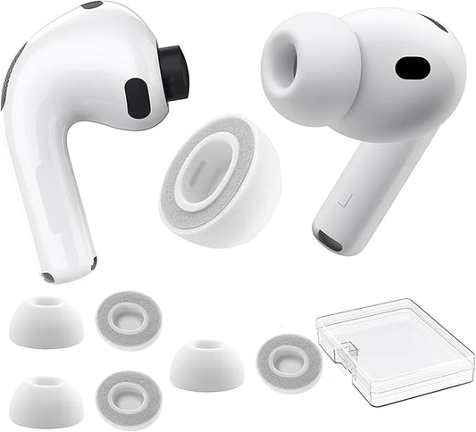 3 Pairs Ear Tips for AirPods Pro 3, Upgraded Memory Foam&Silicone Hybrid Ear Tips, Noise Cancelling Earbuds Cover, Fits in The Charging Case (Grey, Large)