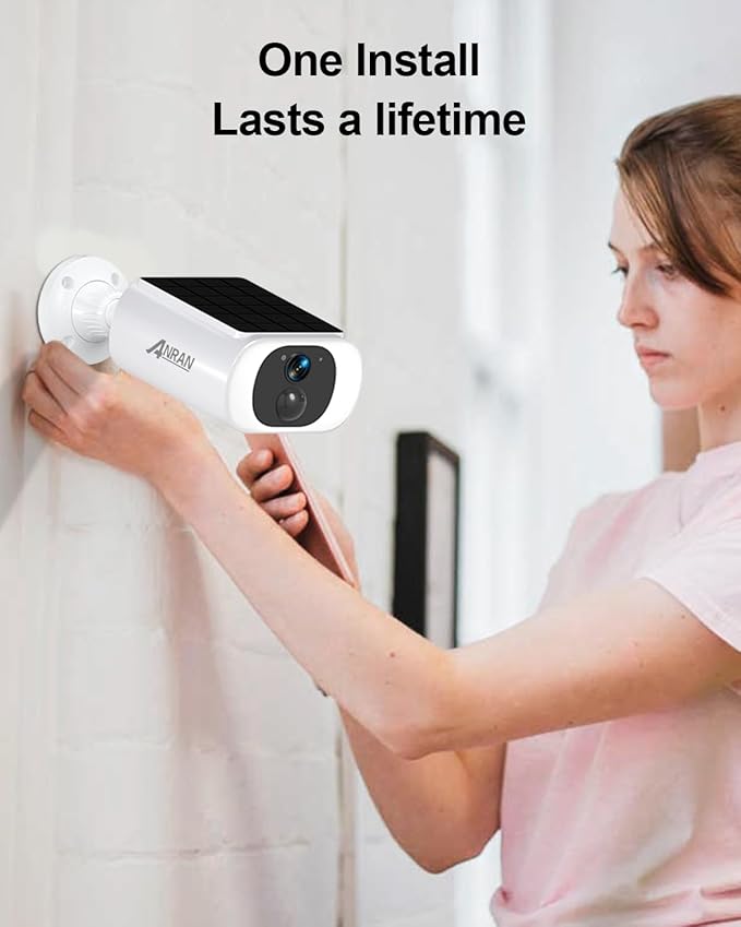 ANRAN 2K Cameras for Home Security Outside, Solar Security Cameras Wireless Outdoor, Battery Powered WiFi Surveillance with Human Detection, Color Night Vision, Spotlight, Works with Alexa (4 Pack)