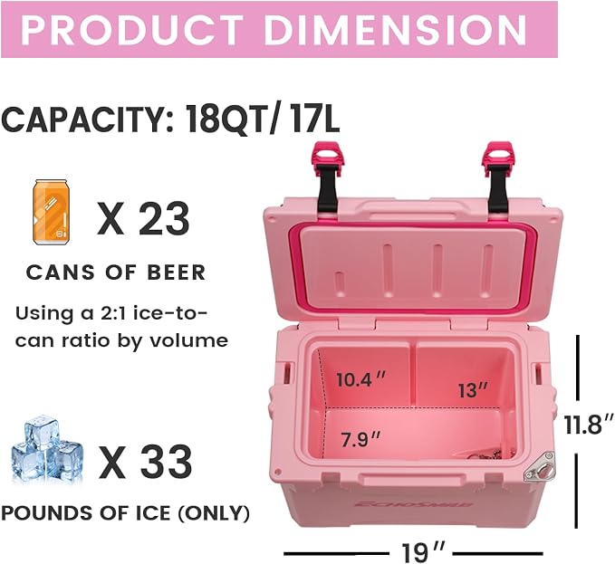 EchoSmile 12/18/25 Quart Rotomolded Cooler, Built to Stand up to The Rigors of The Journey