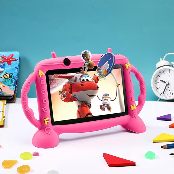 MengDash Kids Tablet, Android 11 Tablet for Kids 7 inch 2-10, Educational Learning Toddler Tablet, Touch Screen 3GB RAM+32GB ROM Storage, Google Play YouTube, Baby Girl boy Present (Red)