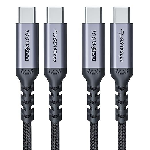 USB C to USB C 6ft 2 Packs, 100W C to C Fast Charging Cable, Type C 3.1 Gen 2 10GBbps High Speed Data Transfer Quick Charge E-Marker Chip Cord, 4K@60Hz Video Output
