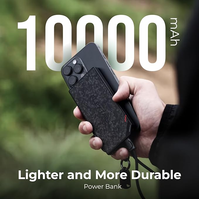 FLEXTAILGEAR 5000mAh Power Bank, Ultra-Lightweight Outdoor Portable Power Bank, Outdoor Travel Fast Charging Waterproof Carbon Fiber, Slim USB-C Power Portable Charger Battery Pack for Phones