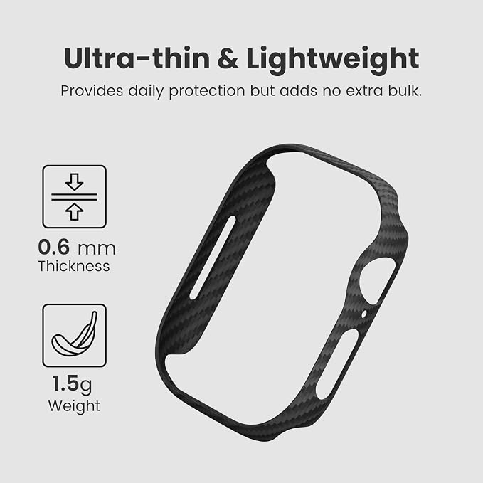 PITAKA Apple Watch Series 11/10 Case, Exquisite Minimalist Slim Apple Watch Series 11/10 46mm Case, Aramid Fiber Woven, Black/Grey (Twill)