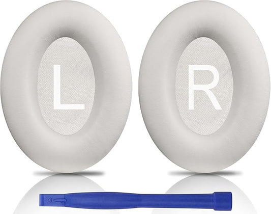 SOULWIT Earpads Replacement for Bose QuietComfort 45 (QC45)/QuietComfort SE (QC SE)/Quiet Comfort Wireless Over-Ear Headphones, Ear Pads Cushions with Softer Protein Leather - White Smoke