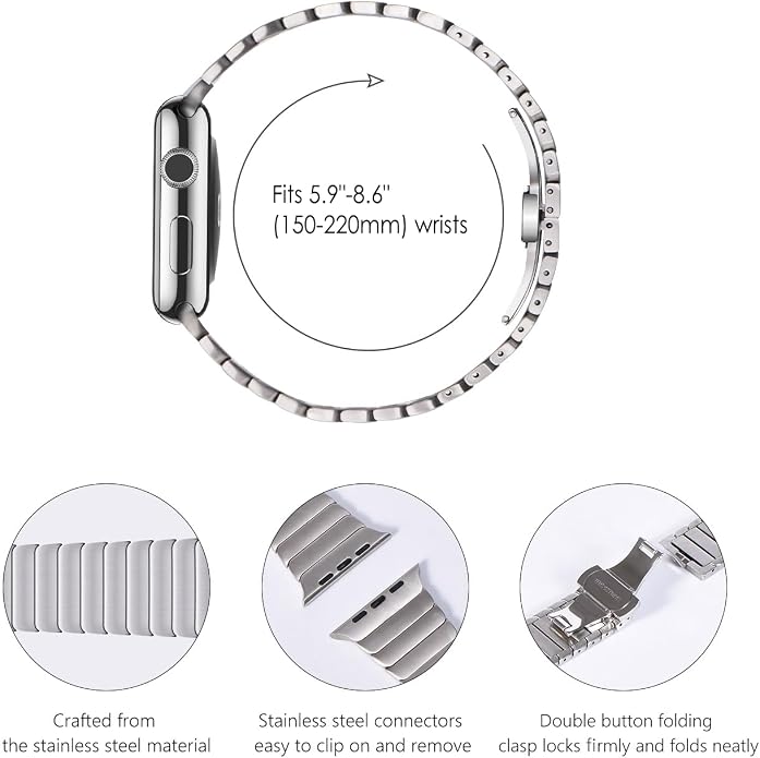 NewWays Titanium & Stainless Steel Link Bracelet for Apple Watch Band Ultra 3 2 1 Band 49mm Series11 10 46mm 42mm 45mm 44mm 41mm 40mm 38mm Series 3-11