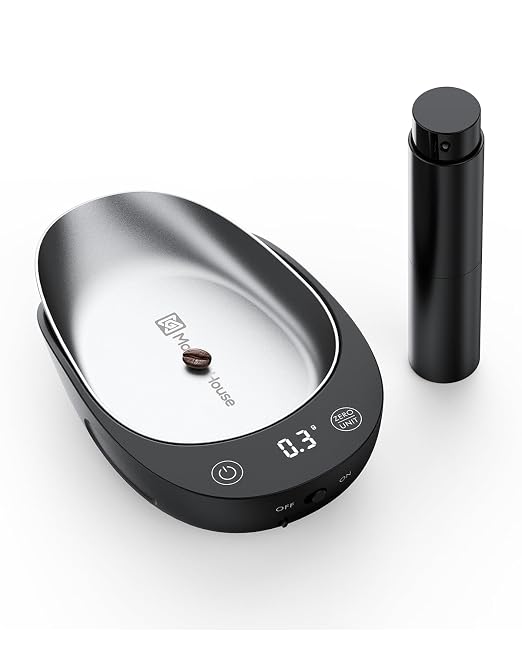 Maestri House S0 Coffee Bean Scale Set, 0.1g Precision 0.3-500g Coffee Scale with Magnetic Removable Metal Tray, 8ml Coffee Bean Spritzer, Type-C Rechargeable for Espresso