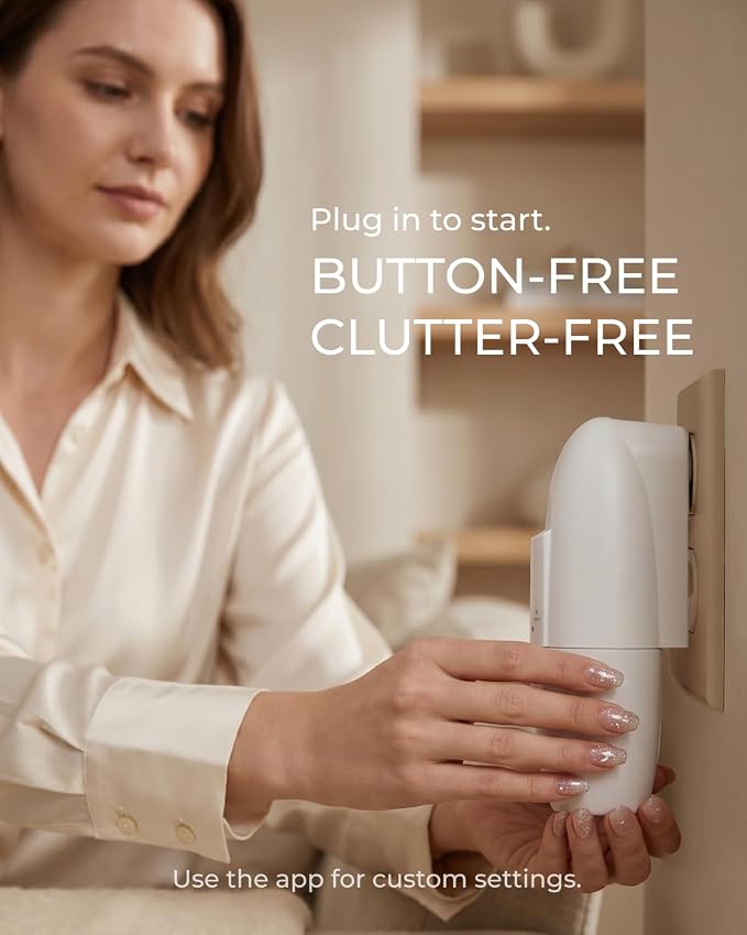Smart Plug-in Waterless Oil Diffuser, Bluetooth/App Control, Up to 800 Sq Ft Coverage, Silent Cold-Air Diffuser for Home & Office, No Water, Pet & Kid Safe