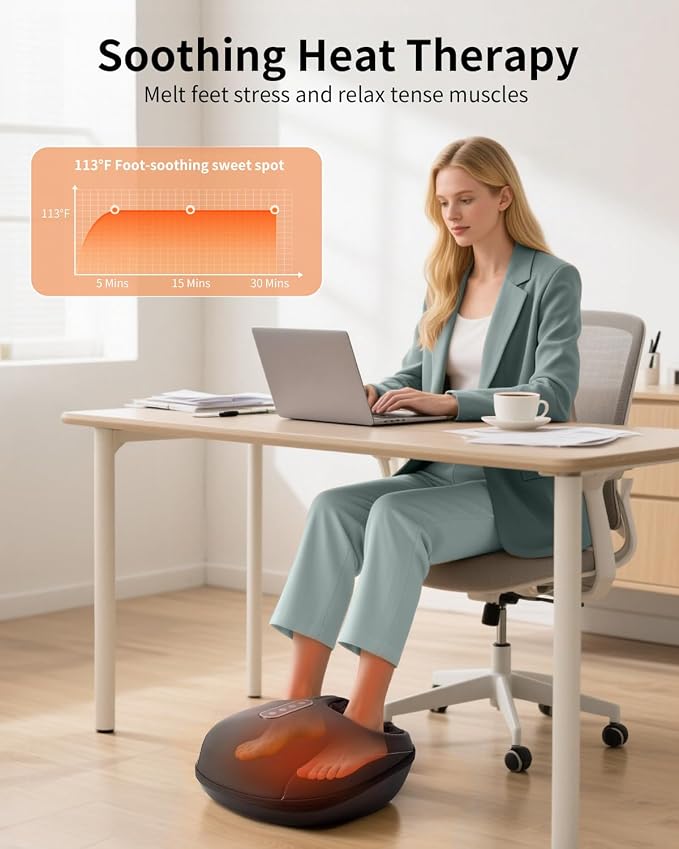 Nekteck Shiatsu Foot Massager Machine with Heat for Plantar Fasciitis, Neuropathy Pain, Remote APP Control, Deep Kneading, Air Compression, Gifts for Mom Her Him, Fits up to 13"