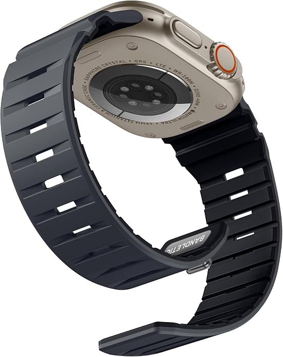 Bandletic Magnetic Watch band Compatible with Apple Watch Bands - Magnet Bands 49mm 46mm 45mm 44mm 42mm Men Women, Rugged Silicone Strap for iWatch Series 11/10/9/8/7/SE3/SE2/SE/6/5/4/3/2/1