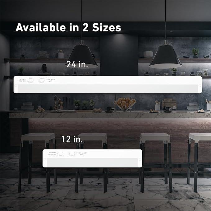 Good Earth Lighting 24" WI-FI Smart Plug-in Undercabinet Bar RGB+CCT Changing (2700-6500K), Dimmable, 1000 Lumen, White