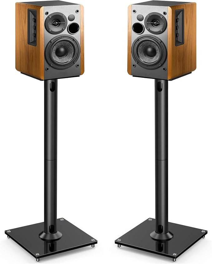 PERLESMITH Universal Floor Speaker Stands for Surround Sound up to 22LB, 27.56 Inch Bookshelf Speaker Stand for Klipsch, Polk, Yamaha & Other Large Satellite, Bookshelf Speakers, Studio Monitors,2P