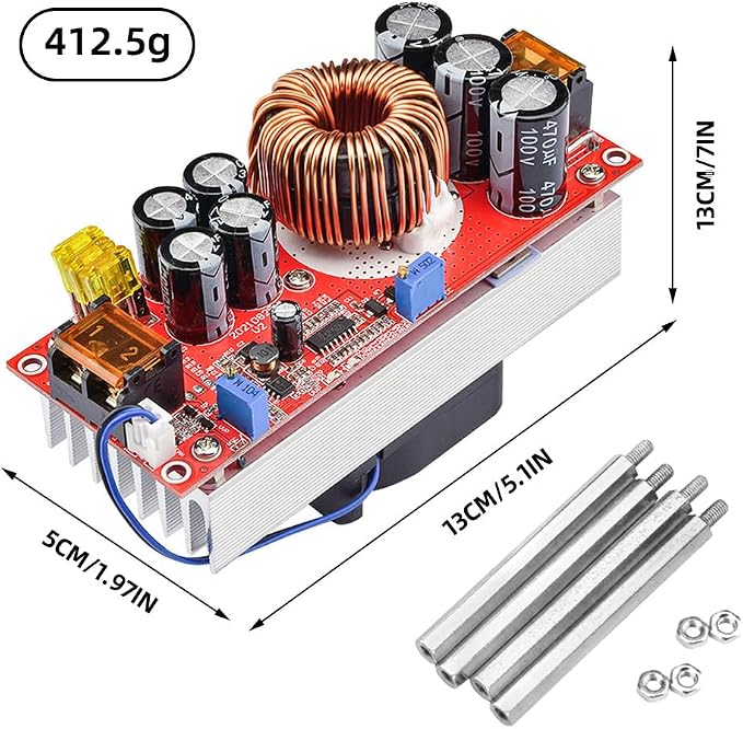 1800W Boost Converter,Aideepen 40A DC-DC Boost Car Step-up Power Supply Module Adjustable Voltage Converter 10-60V to 12-90V