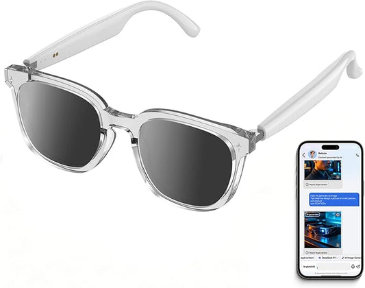 2026 AI Smart Glasses with Bluetooth,Open-Ear Audio Bluetooth Glasses for Women,Real-Time Translation 130+ Languages,AI Meeting Assistant,Gesture Control,9H Battery,35g Lightweight,Daily&Business Use