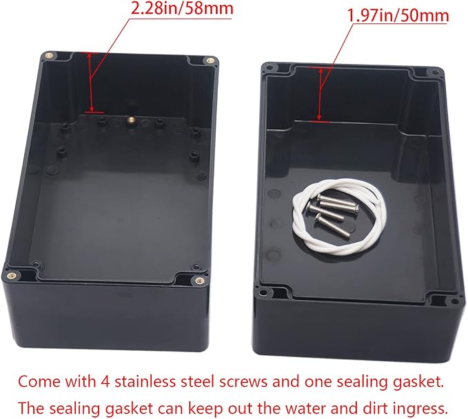 Project Box IP65 Waterproof Junction Box ABS Plastic Black Electrical Boxes DIY Electronic Project Case Power Enclosure 7.87x4.72x4.45 inch (200x120x113 mm)