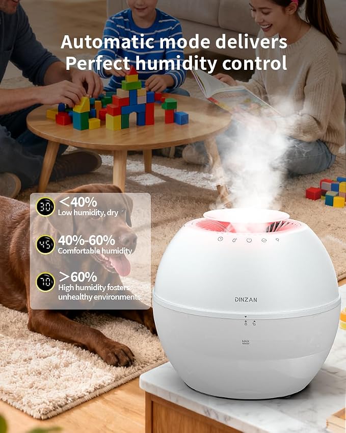 Dual-Function Humidifier & Dehumidifier Combo Air Purifier 152oz Water Tank Steam Distillation Humidification for Bedroom with Drain Hose Humidifer RV Bathroom Auto Adjustment LED Lights