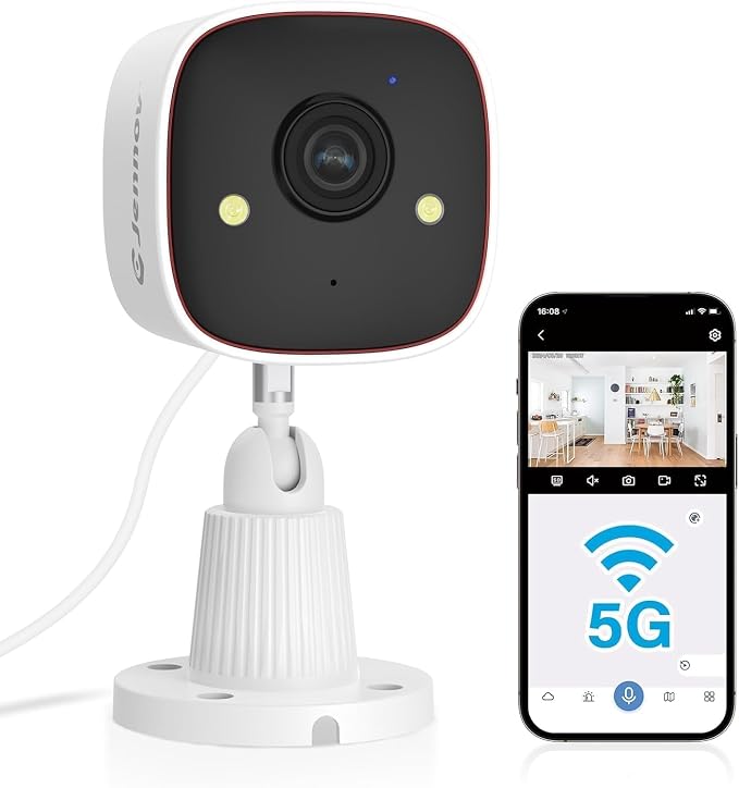 Jennov 2K WiFi Security Camera Indoor/Outdoor, Plug-in Home Surveillance Cam with Color Night Vision, Human Motion Detection, 2-Way Audio, IP66 Waterproof, Baby & Pet Monitor, 5G/2.4G