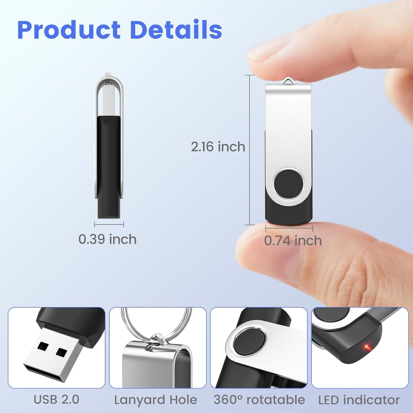 (Not 128GB) ABLAZE 128MB USB Flash Drive 100 Pack, USB 2.0 Thumb Drives Bulk Memory Sticks Pendrives 100PCS (Black)