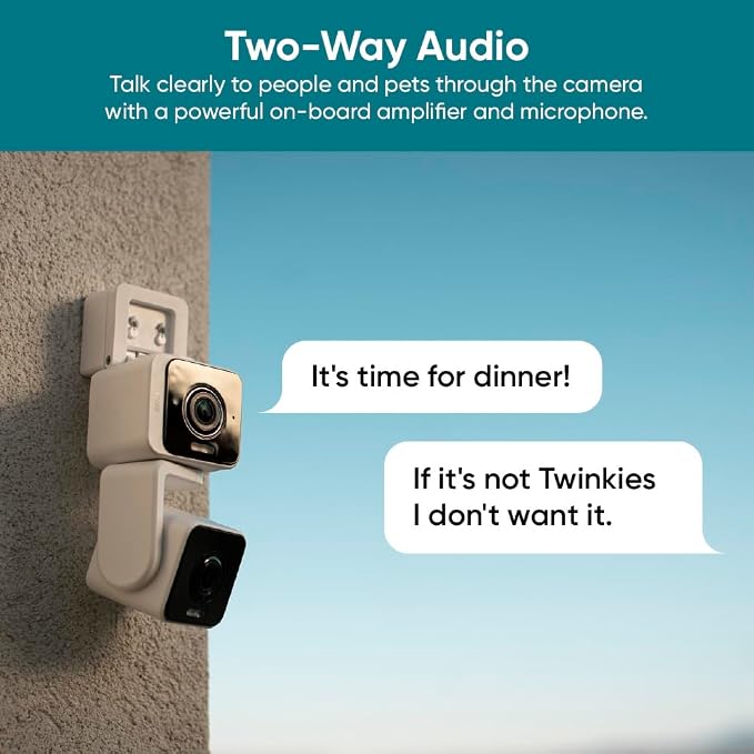 WYZE Duo Cam Pan Indoor/Outdoor IP65 2K 360° Pan/Tilt Smart Home Security Camera with Color Night Vision, Compatible with Alexa & Google Assistant, White