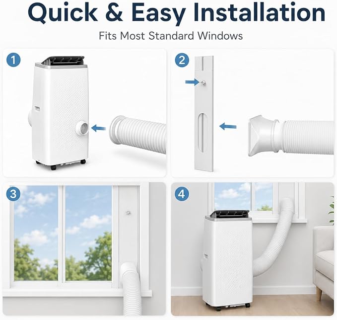 14,000 BTU Portable Air Conditioners, Cools Large Room Up to 700 Sq.Ft, 4-in-1 AC Unit with Dehumidifier & Fan, Remote Control, Quiet Sleep Mode, Energy Efficient for Home Office Garage