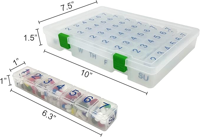 e-Pill 7 Times a Day x 7 Day Clear Weekly Pill Organizer, Vitamin, and Medicine Pillbox with Clear Case