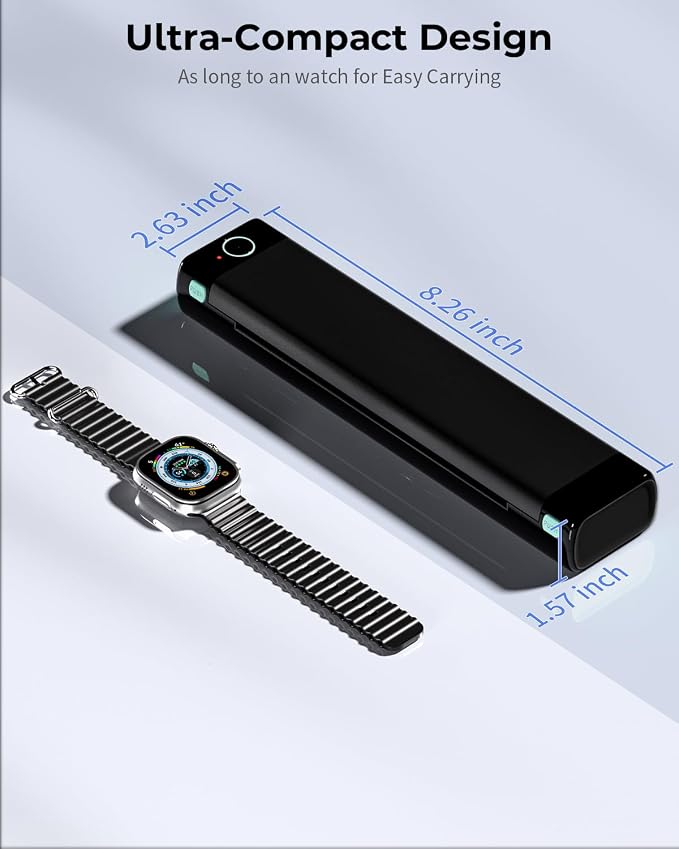 Phomemo Portable Printers Wireless for Travel, M08F Thermal Bluetooth Printer Support for 8.5"x11" US Letter, Small Inkless Printer Compatible with iOS, Android, Laptop for Car, Office, Home