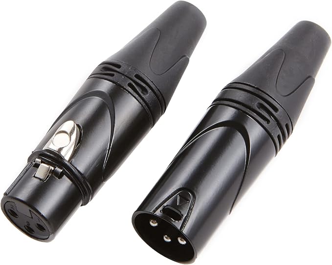 MFL. 3-Pin XLR Cable Connector Male and Female with Nickel Housing and Silver Contacts Mic Cable Plug Connector Audio Socket, Black, 4 Pairs