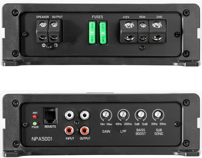 NVX NPKG212 1000W MAX (500W RMS) Loaded Dual 12" Subwoofer with Slot Ported Enclosure and Monoblock Amplifier with Remote Bass Knob