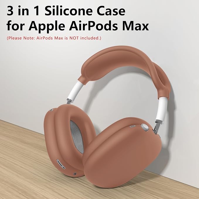 Silicone Case Cover for AirPods Max Headphones, Ear Pad Case Cover/Ear Cups Cover/Headband Cover for AirPods Max 2/1 (2026/2024/2020)(USB-C/Lightning),Silicone Accessories for Apple AirPod Max 2, Dune