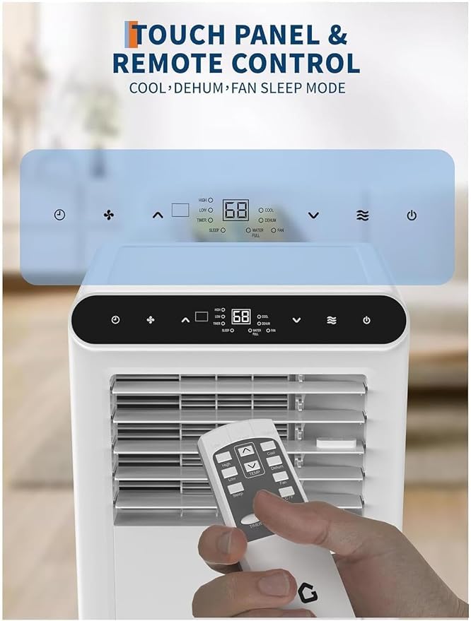 8000 BTU Portable Air Conditioners, 3-in-1 Portable AC with Cooling Dehumidifier Fan, Quiet Sleep Mode, Remote Control, 24H Timer,LED Touch Screen, for Bedroom Office Dorm Rooms Up to 350 Sq Ft
