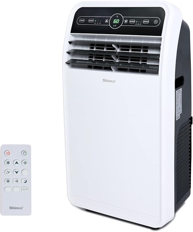 Shinco 12,000 BTU Portable Air Conditioner, Portable AC Unit with Built-in Cool, Dehumidifier&Fan Modes for Room up to 400 sq.ft, Room Air Conditioner with Remote Control, 24 Hour Timer