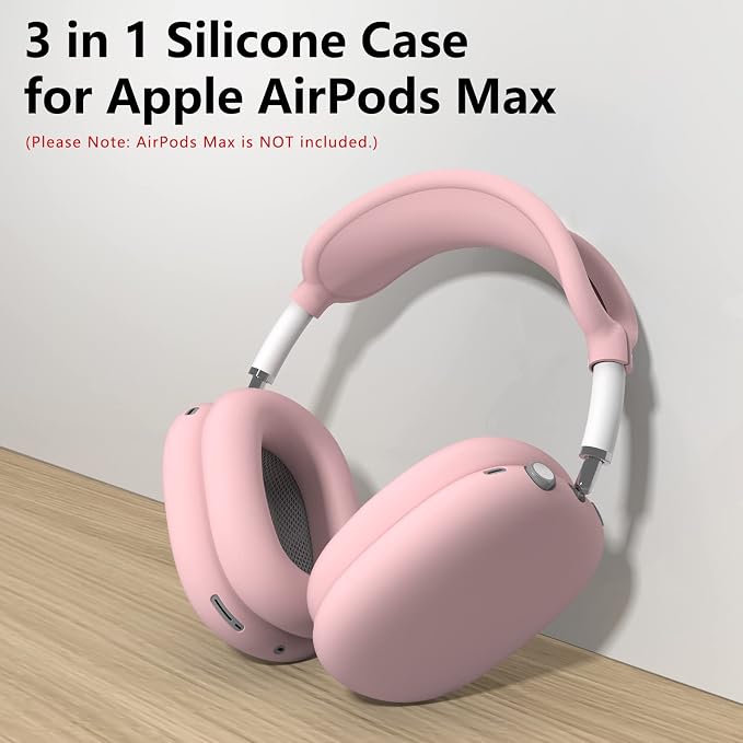 Silicone Case Cover for AirPods Max Headphones,Ear Pad Case Cover/Ear Cups Cover/Headband Cover for AirPods Max 2/1 (2026/2024/2020)(USB-C/Lightning),Silicone Accessories for Apple AirPods Max 2, Pink | Ear Pad Case Cover