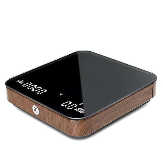 KitchenTour CaféMetric Coffee Scale with Timer 0.1g/2000g - Precision Small Scale for Espresso & Pour Over - Mini Scale with LED Display Recharge Black