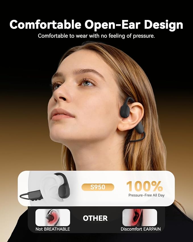 ANSTEN Swimming Headphones Bluetooth 6.0 Bone Conduction Headphones, IPX8 Waterproof Earbuds with MP3 Mode 8GB Memory Open Ear Earphones, Underwater Headphones for Swimming Running Surfing Cycling