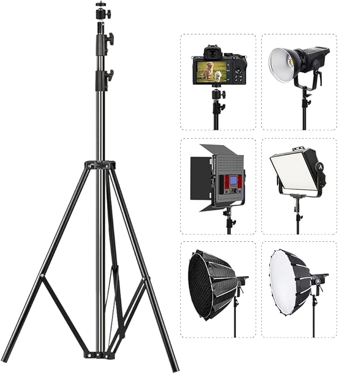 Heavy Duty Light Stand 9.5 Feet/2.8 Meters Adjustable Spring Cushioned Metal Photography Tripod Stand for Photo Studio Speedlight, Ring Light, Photographic Equipments Thickening Flash Stand