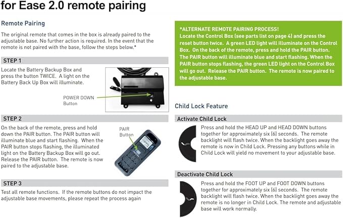 New RF399A RF368B Ease 2.0/3.0/4.0 Replacement Remote Control Compatible with Tempurpedic/Ergo Adjustable Bed Base JLDK.30.03.20
