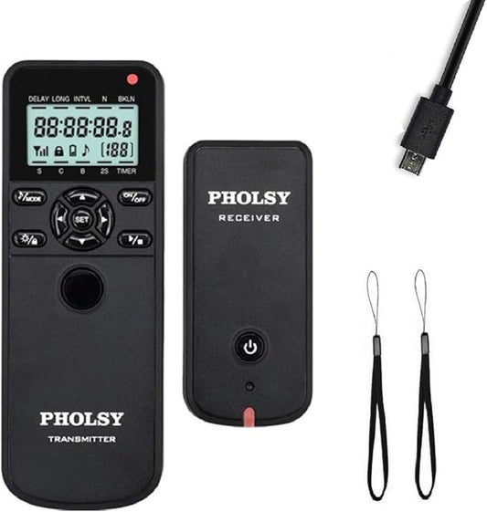 PHOLSY Wireless Timer Shutter Remote Release Control with HDR and Intervalometer for Fujifilm GFX 50S, X-Pro2, X-H1, X-T2, X-T1, X-T10, X-T20, X-T100, X-E2S, X-E2, X-M1, X-A3, X-A2, X-A1, X-A10