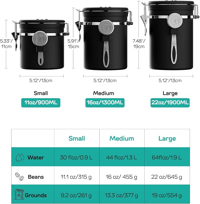 Coffee Gator Coffee Canister -22oz Airtight Stainless Steel and Coffee Scale 0.1 Precision with Timer