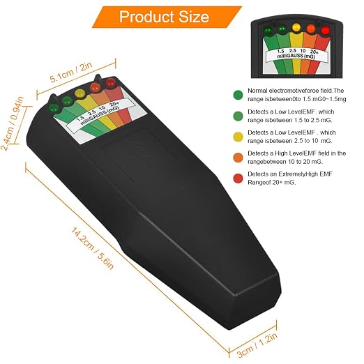 AceFox EMF Meter, 5 LED Magnetic Field Detector, Ghost Hunting Equipment Tester for Home, Office & Outdoor Inspections